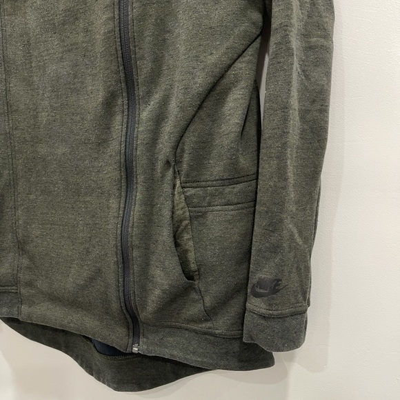 Nike Tech Fleece Cape Jacket Olive Green Hooded Sportswear Asymmetrical Zip M - Picture 5 of 15